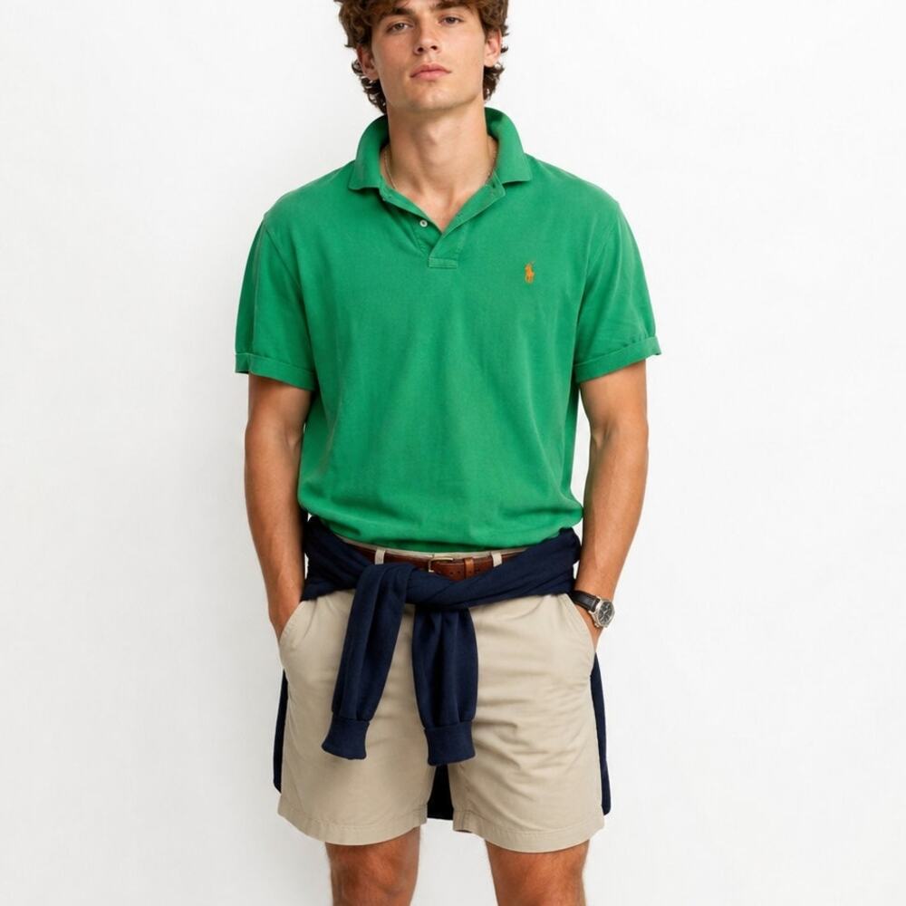 Polo Ralph Lauren Green Shirt Large Preppy Academia Collegiate Collared Henley
